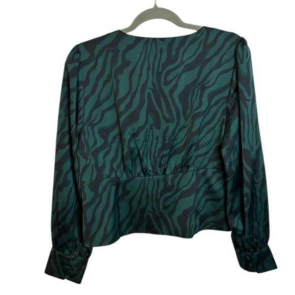 J.Crew Deep Teal Zebra Silky Blouse - Picture 3 of 7